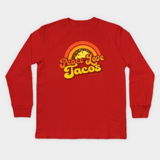 PEACE LOVE TACOS - Distressed Retro Rainbow Kids Long Sleeve T-Shirt